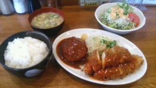 ハンバーグとチキンカツ定食、さんきち