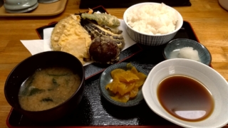 野菜天ぷら定食、天丸