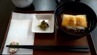 牛肉カルビ焼き+田舎しるこ、茶舗かおり