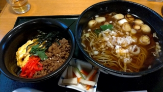 鬼おろしそば+厚焼卵とそぼろ丼、遊庵