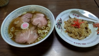 焼豚麺+半炒飯、平和軒