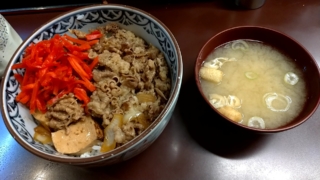 牛丼+味噌汁、たつ屋