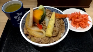 on野菜牛丼、吉野家