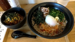 山椒肉ラー素麺+ミニ鶏そぼろ丼、はやし