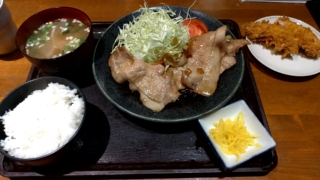 豚生姜焼定食+鶏ささみフライ、目黒キッチン