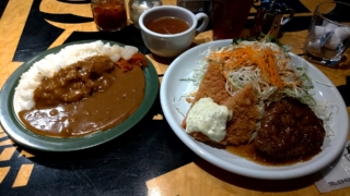 和風ハンバーグハムカツ+ミニカレー、ハマーカフェ