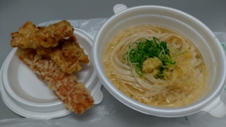 かけひやうどん+鶏天ちくわ天、トウキョウサンフラワー