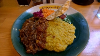 チキンカレー+豆腐キーマ、スパイスカレー食堂