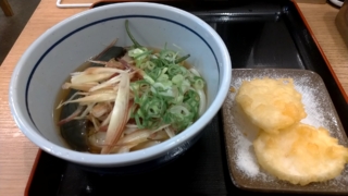 米ナスの煮浸しうどん+長芋の天ぷら、おにやんま