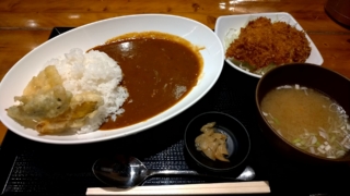 チキンカツカレーセット、梅よし